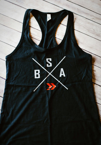Women's Black BSA X Logo Racerback Tank